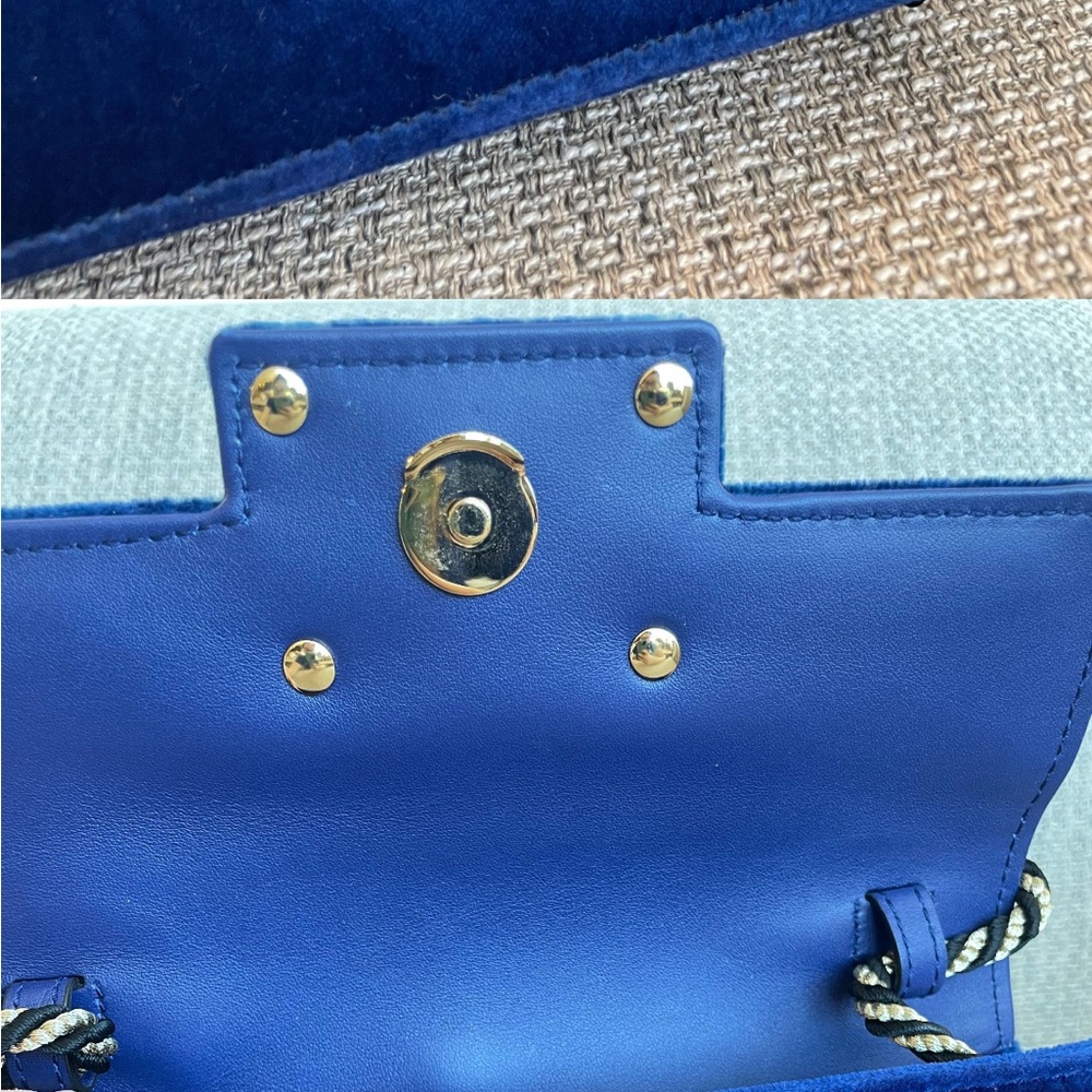 Gucci Blue Velvet Clutch with Crystal Buckle - Picture 3 of 4
